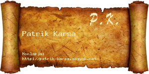 Patrik Karsa névjegykártya